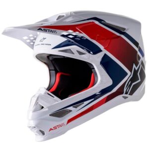 ALPINESTARS SUPERTECH SM10 META2 CROSS / ENDURO HELMET WHITE / RED / BLUE - Image 1