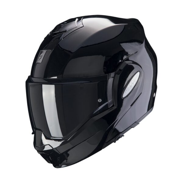 SCORPION Exo Tech Evo Solid Black Gloss Modular Helmet SCORPION Exo Tech Evo Solid Black Gloss Modular Helmet