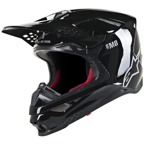 ALPINESTARS Supertech SM8 Solid Black Gloss Motocross Helmet ALPINESTARS Supertech SM8 Solid Black Gloss Motocross Helmet