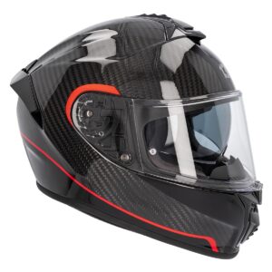 130R Kashima Carbon GT Gloss Black Red Helmet - Image 5