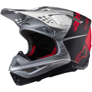 ALPINESTARS Supertech S-M10 Flood Silver / Black / Orange Fluo M&G 2024 Helmet - Image 1
