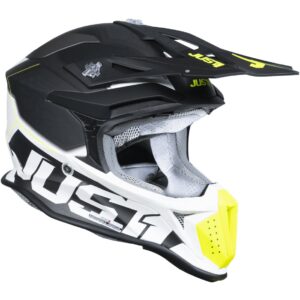 JUST1 J18F Hexa Black / Grey / Yellow Fluo / White Matt 2025 Helmet - Image 3