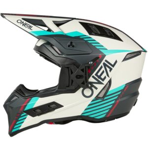 ONEAL - MOTO EX-SRS Quin Grey / Blue-Green 2025 Helmet - Image 4