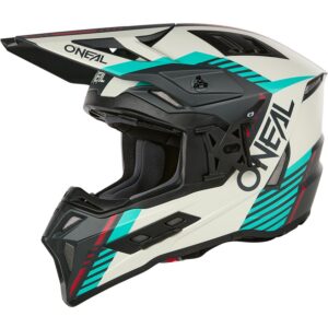 ONEAL - MOTO EX-SRS Quin Grey / Blue-Green 2025 Helmet - Image 3