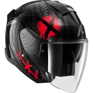 SHARK Skwal Jet Shiever Negro / Antracita / Casco Rojo - Imagen 3
